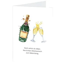 LUMA KARTENEDITION Geburtstagskarte »Hoch sollst du leben - Sekt«, 11.5x17.5 cm
