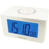 Marschall Sprechender Funk Wecker Alarm Digital Kunststoff weiß Clock Talking 34