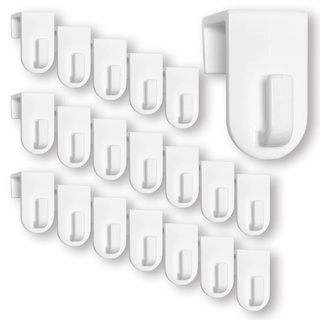 Fensterhaken | Dekohaken - Aufhänger | Weiß | 20er-Set | Für Fenster bis maximal 17 mm Falzmaß geeignet | Optimal für Ihre Fensterdeko | 35 x 20 mm