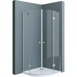 doporro Viertelkreisdusche Duschkabine 90x90x190cm Duschabtrennung ESG-Sicherheitsglas Klarglas inkl. Easy-clean-beschichtung - Transparent