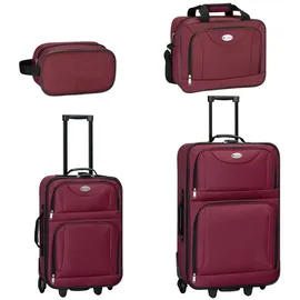 Juskys Trolley Kofferset Athen - 60 L, 2 Rollen, Weichschale, Handgepäck, Bordeaux