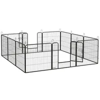 PawHut Welpenauslauf 80 cm Hoch, 12-TLG Welpenlaufstall mit 2
