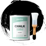 PECTRO PACK Kreidefarbe für möbel 750ml + Malerpinsel speziell für Chalk Paint - Möbellack Natürlicher Kreideeffekt - Farbe für Holz (DUNKELSCHWARZ)