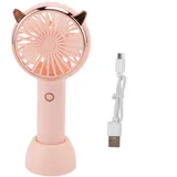 Tragbarer Katzenohren-ventilator, 3 Usb-ladestufen, Mini-format, Ideal Für Outdoor-aktivitäten Und Reisen, Rosa