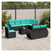 vidaXL Gartensofa-Set 9-tlg. Loungesofa schwarz