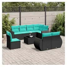 vidaXL Gartensofa-Set 9-tlg. Loungesofa schwarz