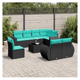 vidaXL Gartensofa-Set 9-tlg. Loungesofa schwarz