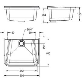 KWC AR Mehrzweckbecken, SIRIUS, GFK, 500x220x400 mm, decorgrau