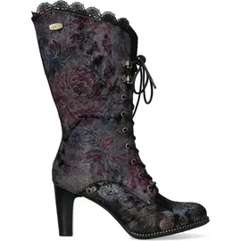 LAURA VITA Damen Stiefel florales Muster Spitze und Metallic Glanz Alcbaneo 351, Größe:40 EU, Farbe:Violett - Violett - 40