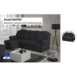 Home Affaire Ecksofa HOME AFFAIRE "Boston L-Form", braun (mud), B:262cm H:102cm T:165cm, 64% Polyurethan, 25% Polyester, 11% Baumwolle, Sofas, Ecksofa, mit hoher Rückenlehne, wahlweise mit Bettfunktion