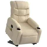 vidaXL Elektrischer Massagesessel mit Aufstehhilfe Creme Stoff