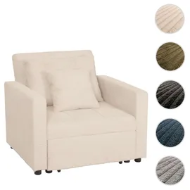 Mendler Schlafsessel HWC-L90 Cord 100 x 86 x 88 cm Creme-weiß mit Kissen
