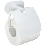 Wenko Turbo-Loc® Toilettenpapierhalter mit Deckel, Orea White matt, aus rostfreiem Edelstahl, Befestigen ohne Bohren