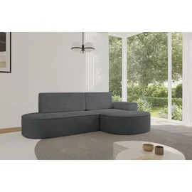 altdecor Eckcouch Cord 2-Sitzer Dunkelgrau