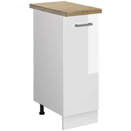 Vicco Apothekerschrank R-Line Medizinschrank für die Küche Weiß Hochglanz/Weiß 30 cm AP Eiche