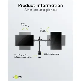 goobay Doppel-Monitorhalterung Flex schwarz