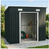 BRAST Gartenhaus Gerätehaus Geräteschuppen Metall, TÜV geprüft, viele Größen, BxT: 217x131 cm, mit Pultdach & Schiebetür, wetterfest wasserdicht grau 217 cm x 131 cm