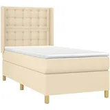 vidaXL Boxspringbett mit Matratze & LED Creme 80x200 cm Stoff