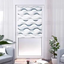K-HOME Doppelrollo Madrid 95 x 150 cm Wellen grau/weiß