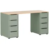 Proregal Schreibtisch Kangaroo HxBxT 73 x 140 x 55,5 cm 8 Schubladen Pistazie-Eiche