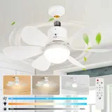 Leise Deckenventilator mit Beleuchtung E27 40W,Deckenlampe mit Ventilator Fernbedienung,Deckenventilator mit Licht Dimmbar CCT Timer 3 Stufen,weiß - Weiß