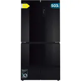 Cecotec Side-by-Side Kühlschrank mit Gefrierfach Bolero CoolMarket 4D 503 Black Glass D. 503 L, Energieklasse D, Total NoFrost, Multi AirFlow, FreshNess Hub, Höhe 177,5 cm, Breite 85 cm, Fast Freezing