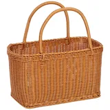 WJUHYGTF Einkaufskorb Geflochten, Pilzkorb Weidenkorb Rattanstrohkorb Picknickkorb Blumenkorb Gemüsekorb Obst Und Gemüseaufbewahrungskorb Elegant Praktisch,B,M