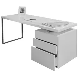 SalesFever Schreibtisch »Schreibtisch«, BxT: 185 x 85 cm, mitteldichte_faserplatte_mdf|metall - weiss