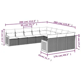 vidaXL Gartensofa-Set 11-tlg. schwarz