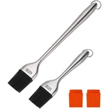 Rwm Grillpinsel, zum Grillen, Backen, Gebäck und Öl, Edelstahl-Pinsel mit Ersatz-Silikon-Bürstenköpfen (orange) für Küche, Kochen und Marinieren, spülmaschinenfest