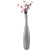 trends for living Edelste Deko-Bodenvase – Hohe, wasserdichte Keramikvase für Pampasgras & Dekozweige - stabil, luxuriös, 50-90 cm höhe in Weiß, Schwarz, Grau, Silber und Gold (Grau, 50x12cm)