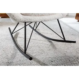 Riess-Ambiente Design Schaukelstuhl SCANDINAVIA SWING weiß Bouclé Sessel Teddystoff