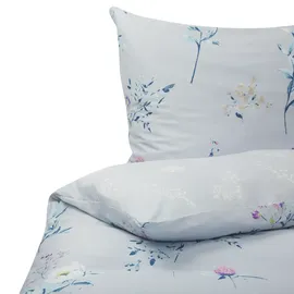 Beliani Bettwäsche Set Floral Hellblau 220 x 240 cm + 2 x 40 x 80 cm