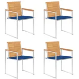 vidaXL Gartenstühle 4 Stk. mit Kissen Massivholz Teak