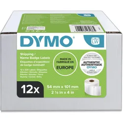 DYMO® Original Etikett für LabelWriterTM, Vorteilspack, Versand - weiss -  permanent haftend, 12 x 220 Etiketten