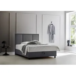 Boxbett "ARLA", grau (dunkelgrau), B:95cm L:213cm, ATLANTIC HOME COLLECTION, Komplettbetten, Boxspringbett, mit Taschen-Federkernmatratze und Bettkasten