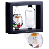 Carlo Milano 2in1-Galileo-Thermometer & Sturmglas mit elegantem Holzrahmen, schwarz