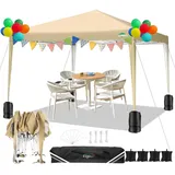 COBIZI Pavillon 3x3m Wasserdicht Pop Up Pavillon 3x3 faltbar Faltpavillon Gartenpavillon Partyzelt Faltzelt 3x3 höhenverstellbar Bierzelt mit 4 Sandsack(Khaki