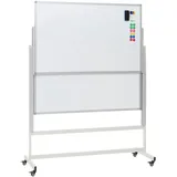 Mendler Whiteboard HWC-L87, Magnettafel, zwei Tafeln beidseitig beschreibbar höhenverstellbar rollbar inkl. Zubehör 101x69cm