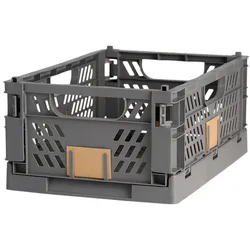 Klappbox 50x33x20cm aus Kunststoff, Aufbewahrungsbox stapelbar, dunkelgrau