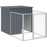vidaXL Hundehütte mit Auslauf 110 x 201 x 110 cm Stahl Anthrazit