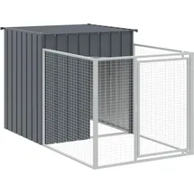 vidaXL Hundehütte mit Auslauf 110 x 201 x 110 cm Stahl Anthrazit