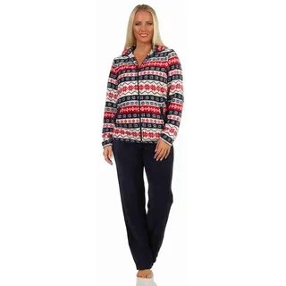 normann-wäschefabrik Toller Damen Hausanzug aus Coralfleece in wunderschöner winterlichen Optik - 202 216 959, Farbe:rot, Größe:40/42 - 40-42