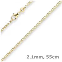 Schmuck Krone Goldkette 2,1mm Zwillingspanzerkette aus 585 Gelbgold 55cm, Gold 585 goldfarben