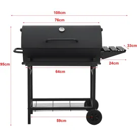 casa.pro Holzkohlegrill Armento 95 x 108 x 61 cm Schwarz 