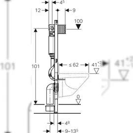Geberit Duofix WC-Element mit Omega UP-Spülkasten 120mm, Betätigung vorne, Bauhöhe 1120 mm