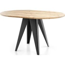 WFL GROUP Esstisch Glory im Industriestil - Modern, Rund - Ausziehbar von 100 cm bis 140 cm, Pulverbeschichtete Metallbeine - Craft Eiche