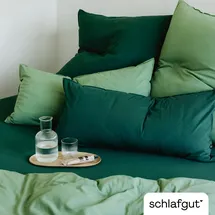 schlafgut Knitted Jersey Uni Grün 135 x 200 cm + 40 x 80 cm