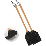 KINBOM 2 Stück Fliegenklatsche Leder, Manuell Robuste Fliegenklatsche mit Langem Holzgriff Langlebig Fliegenklatsche Wespenklatsche für Drinnen Draußen Zuhause Fliegen