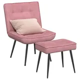 vidaXL Relaxsessel mit Hocker Rosa Samt 72 x 71 x 70 cm Rosa